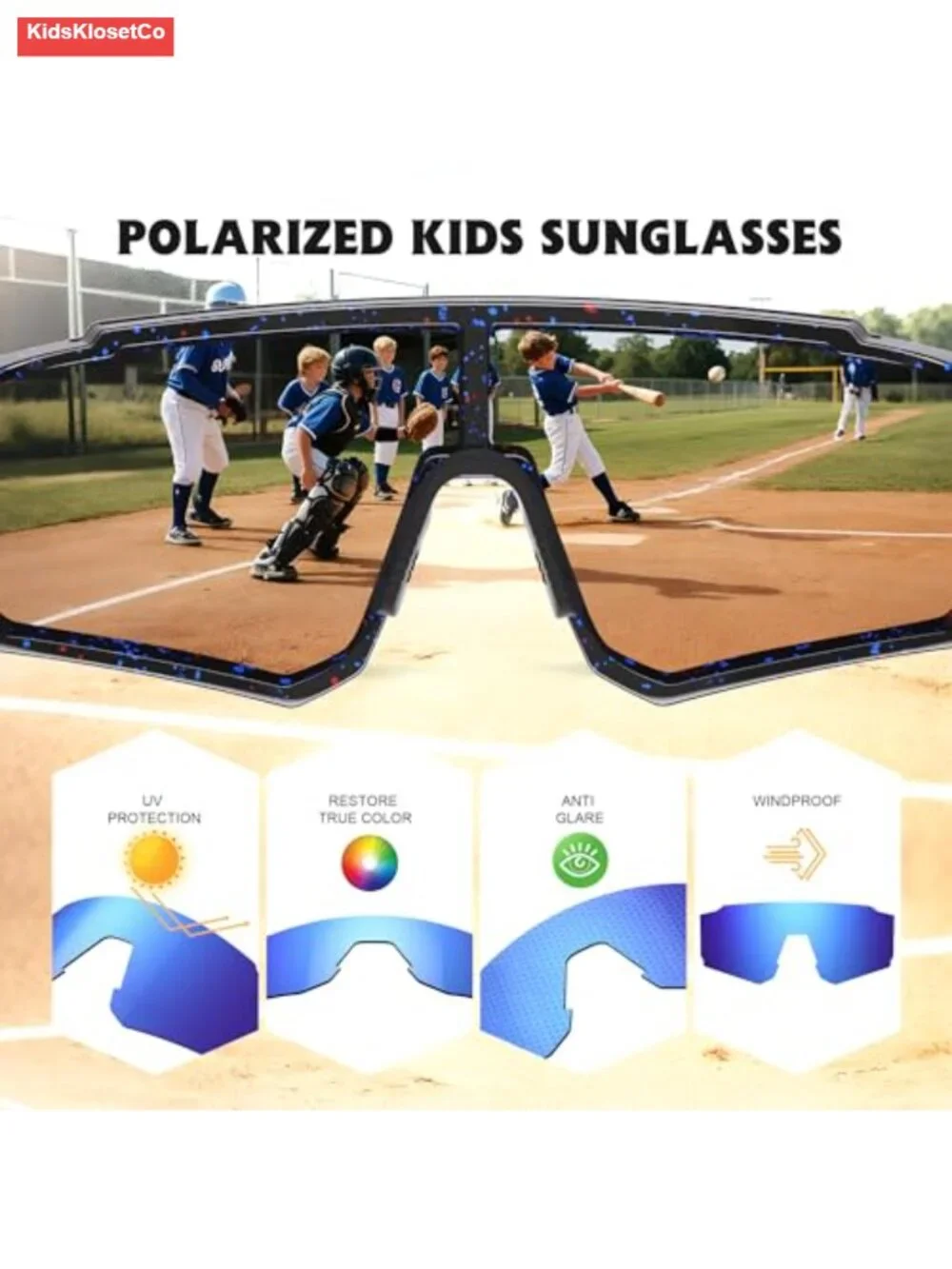 Polarized Kids Sunglasses UV Protection with Glasses Strap